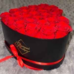 Glamour Boutique Heart Box with Red Roses